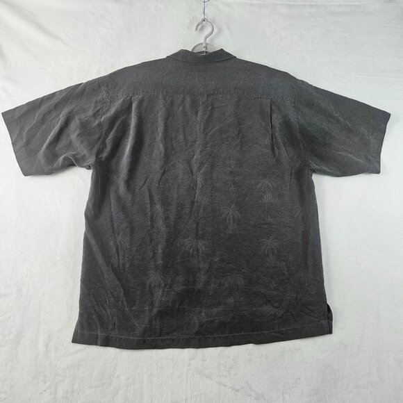 Tommy Bahama Men's Shirt Size Large Silk Short Sleeve Black Button Up Palm Trees - Picture 2 of 9